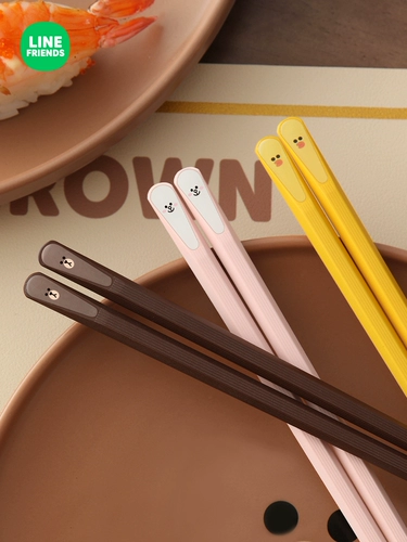 Line friends, мультяшная посуда, милые нескользящие палочки для еды для домашнего использования