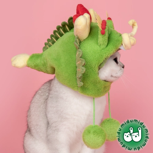 [Продукты года Дракона] Мими празднует Год Дракона с эксклюзивным маленьким зеленым набором смесителей, головной убор в форме дракона, головной убор для кошки, головной убор