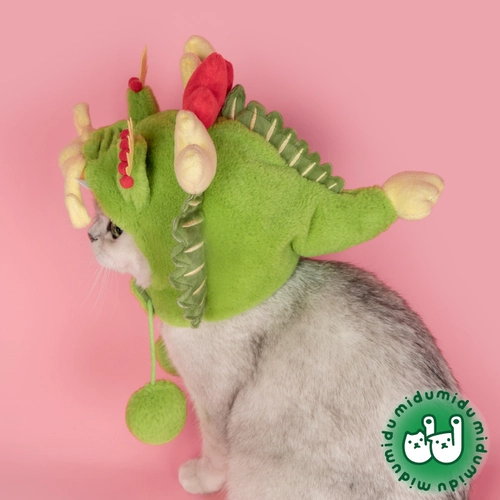 [Продукты года Дракона] Мими празднует Год Дракона с эксклюзивным маленьким зеленым набором смесителей, головной убор в форме дракона, головной убор для кошки, головной убор