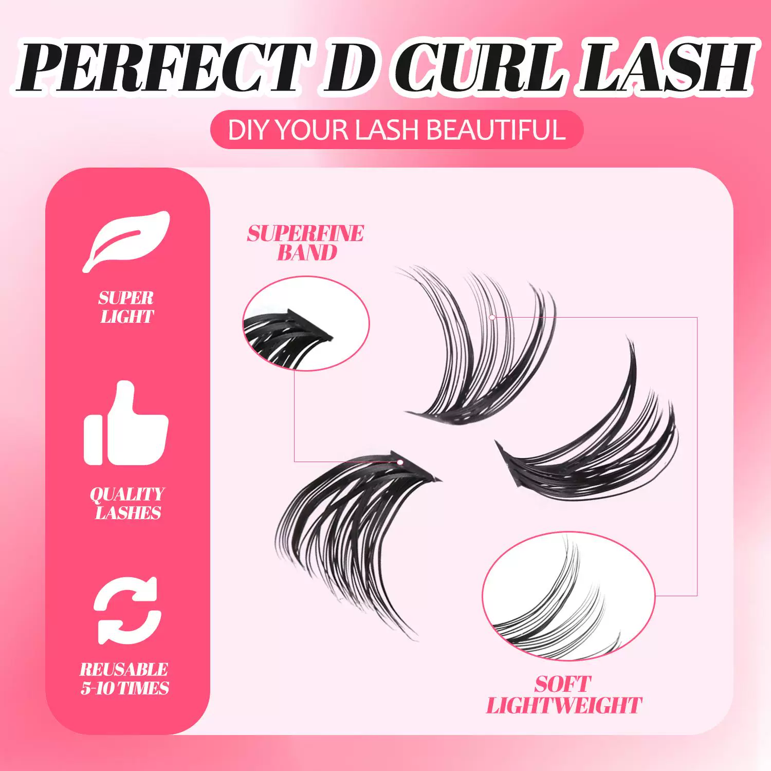 Dense false eyelashes, set, American style