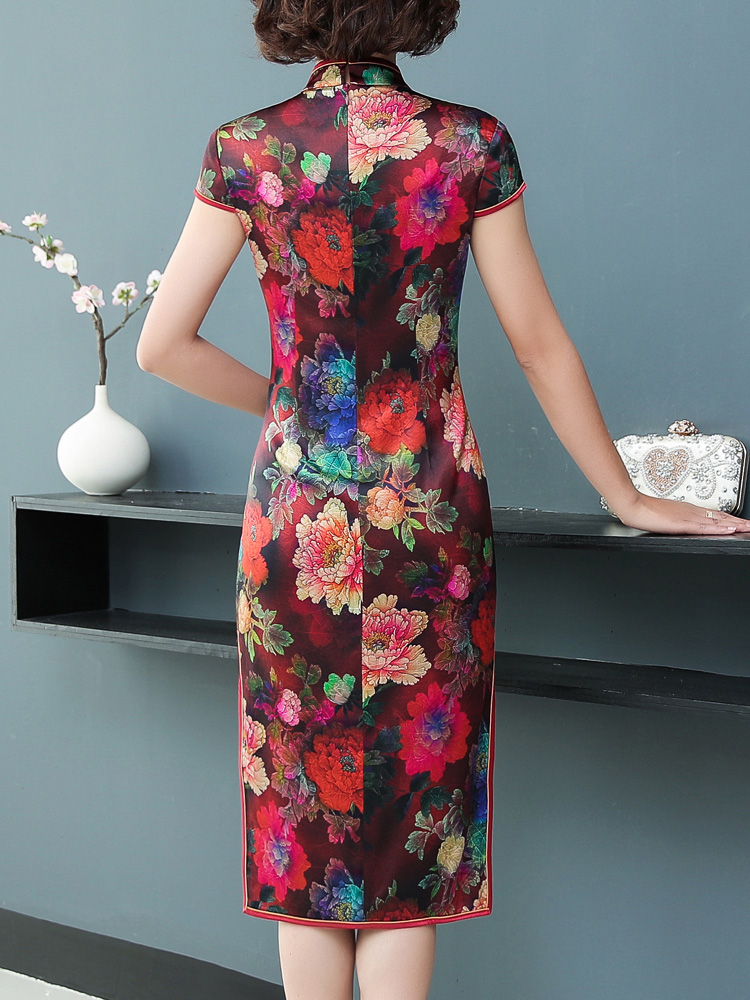 Summer silk dress, cheongsam, season 2021
