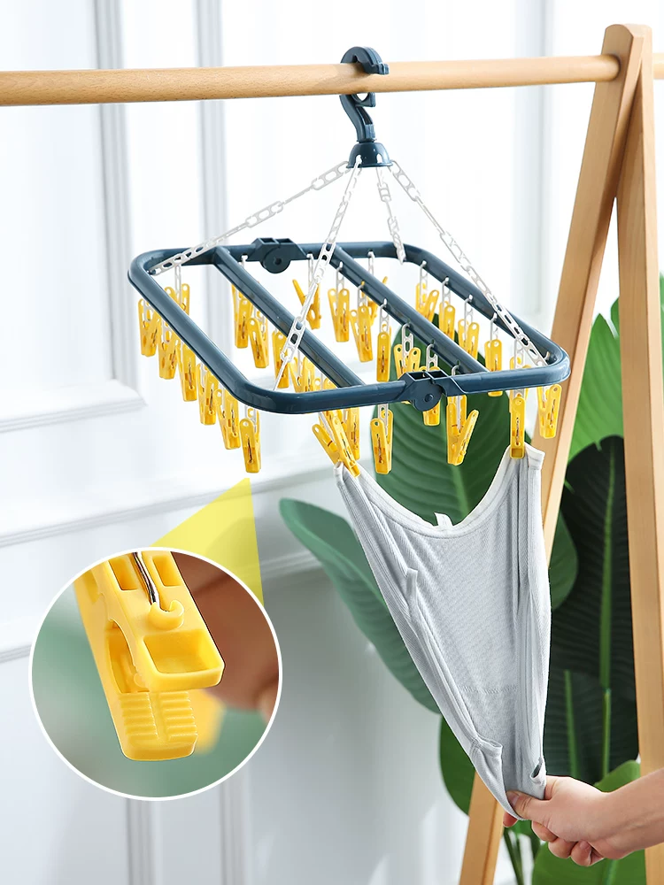 Universal drying rack, children's plastic socks, hanger, windproof underwear, 32