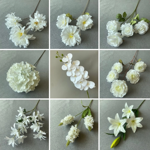 Имитация туманно-белых свадебных цветов, украшение свадебного зала, дорожное руководство, цветочная композиция на потолке, искусственные цветы, пластиковые цветы