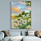 2025 Полный бриллиант Новый цветок Алмазная картина Столовая Маргаритка Ручная работа Алмазная вышивка крестиком Современный Пейзаж Спальня