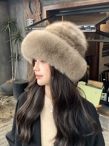 Высококачественная меховая шапка из соболя, рыбацкая шапка с лисьим мехом, универсальная теплая и удобная для лица небольшая шапка для защиты ушей, небольшая шапка-тазик, цилиндр