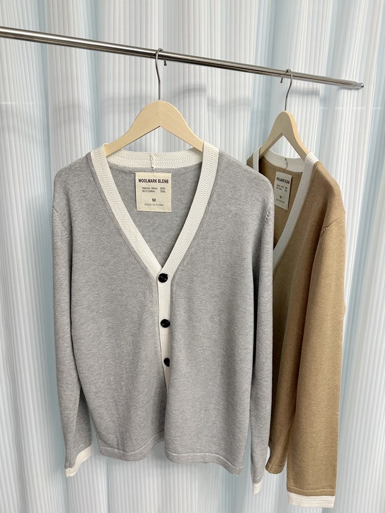 Трансграничная торговля, элитный трикотажный демисезонный шерстяной кардиган, свитер, V-образный вырез