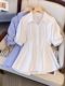 Plus Size Women's Summer French Design Niche Short-Sleeved Shirt for Fat Women, Waist-Cinching, Tummy-Covering, Commuter European-Style Top