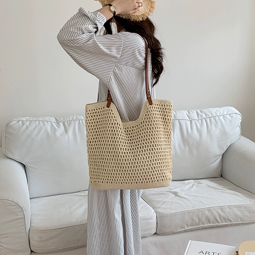 Вместительная и большая плетеная сумка на одно плечо для отдыха, пляжная льняная сумка