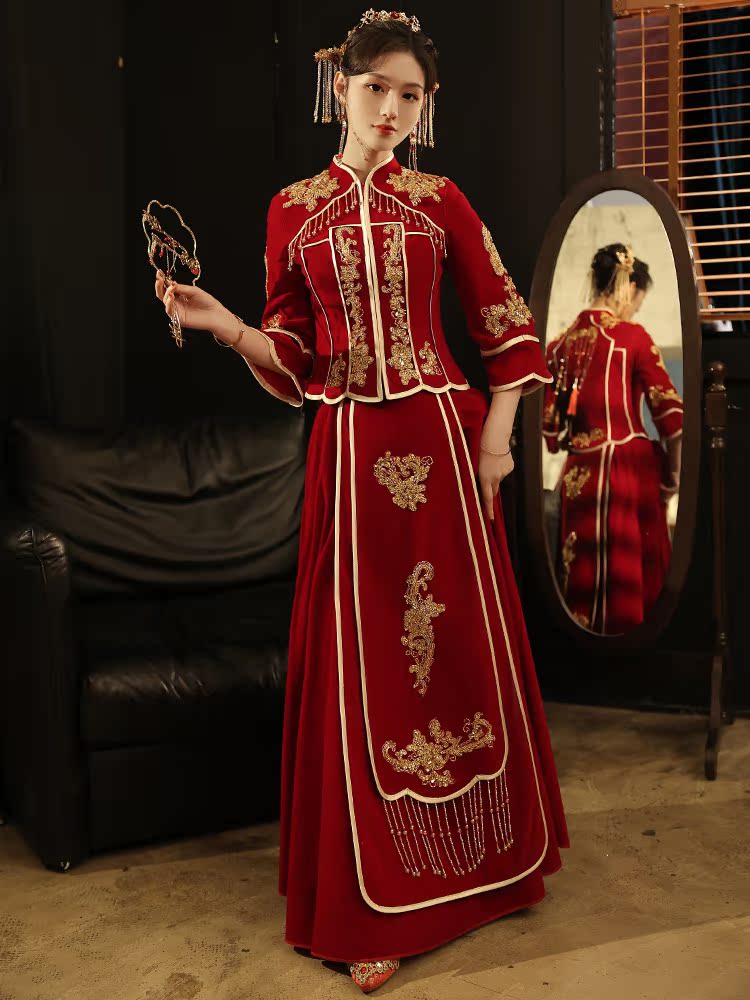 Velvet winter suhe traditional wedding dress, 2020