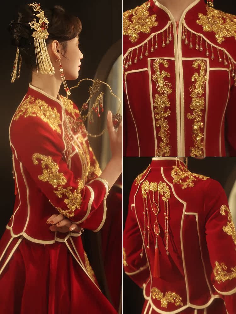 Velvet winter suhe traditional wedding dress, 2020
