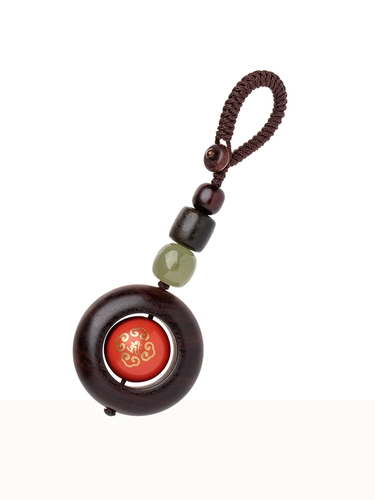 Брелок, браслет с одной бусиной из сандалового дерева, подвеска подходит для мужчин и женщин, цвета киновари
