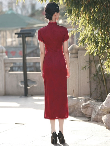 Ретро ципао для матери, летнее красное вечернее платье для невесты, коллекция 2023