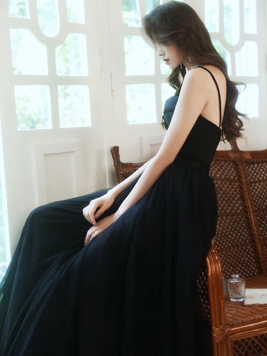 Черное вечернее платье, элегантная элитная длинная юбка, коллекция 2021, городской стиль, эффект подтяжки