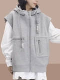 Осенний жилет с капюшоном для работы, корейская спортивная майка топ без рукавов, куртка