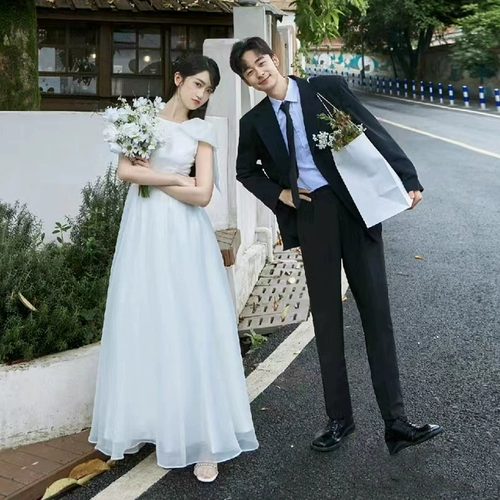 Французская туристическая фотография, легкое свадебное платье, супер элегантное, регистрация сертификата, маленькое белое платье, выходное платье в лесном стиле, простое помолвочное платье