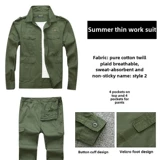 Летняя хлопковая дышащая униформа для работы, комплект, короткий рукав, рабочая одежда