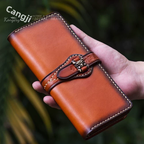 Латунная пряжка для книги!Кошелек Цзюгуна! Мужской кошелек Kurayoshi ручной работы с пряжкой, старинная длинная сумка из натуральной кожи из воловьей кожи