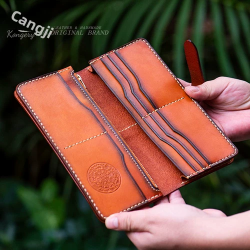 Латунная пряжка для книги!Кошелек Цзюгуна! Мужской кошелек Kurayoshi ручной работы с пряжкой, старинная длинная сумка из натуральной кожи из воловьей кожи