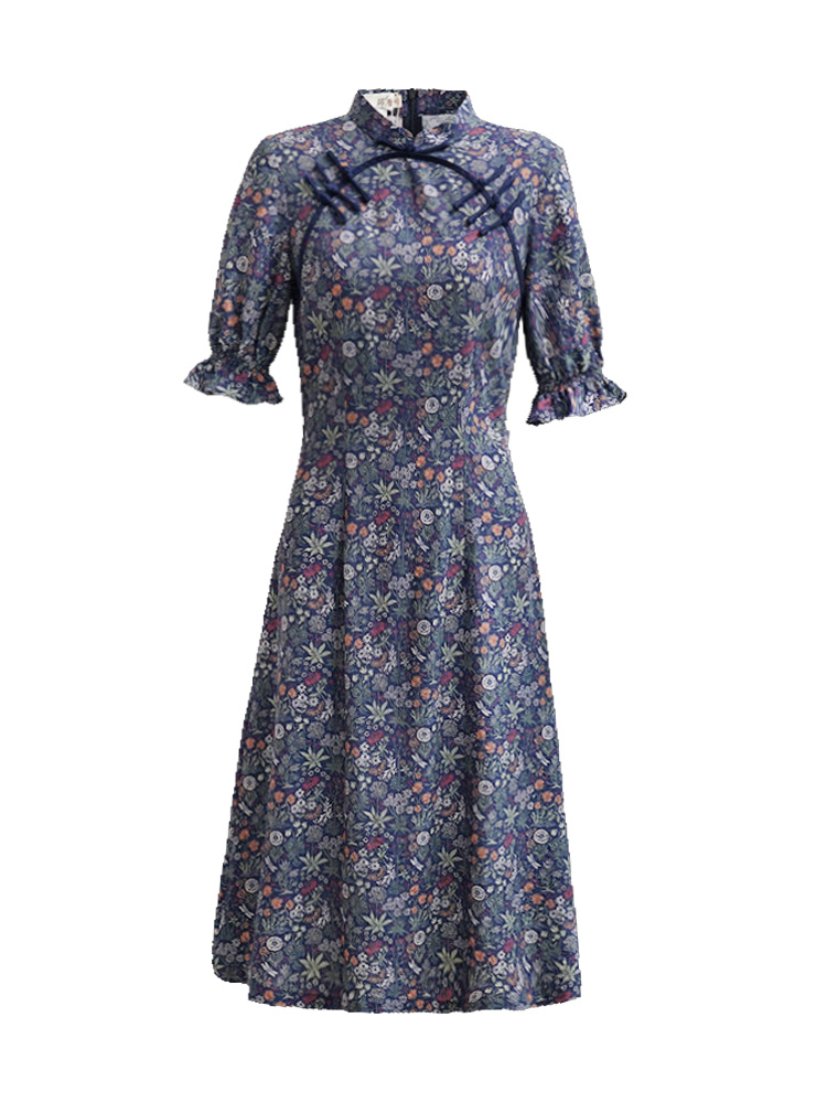如意风 Long retro cheongsam, dress, Chinese style
