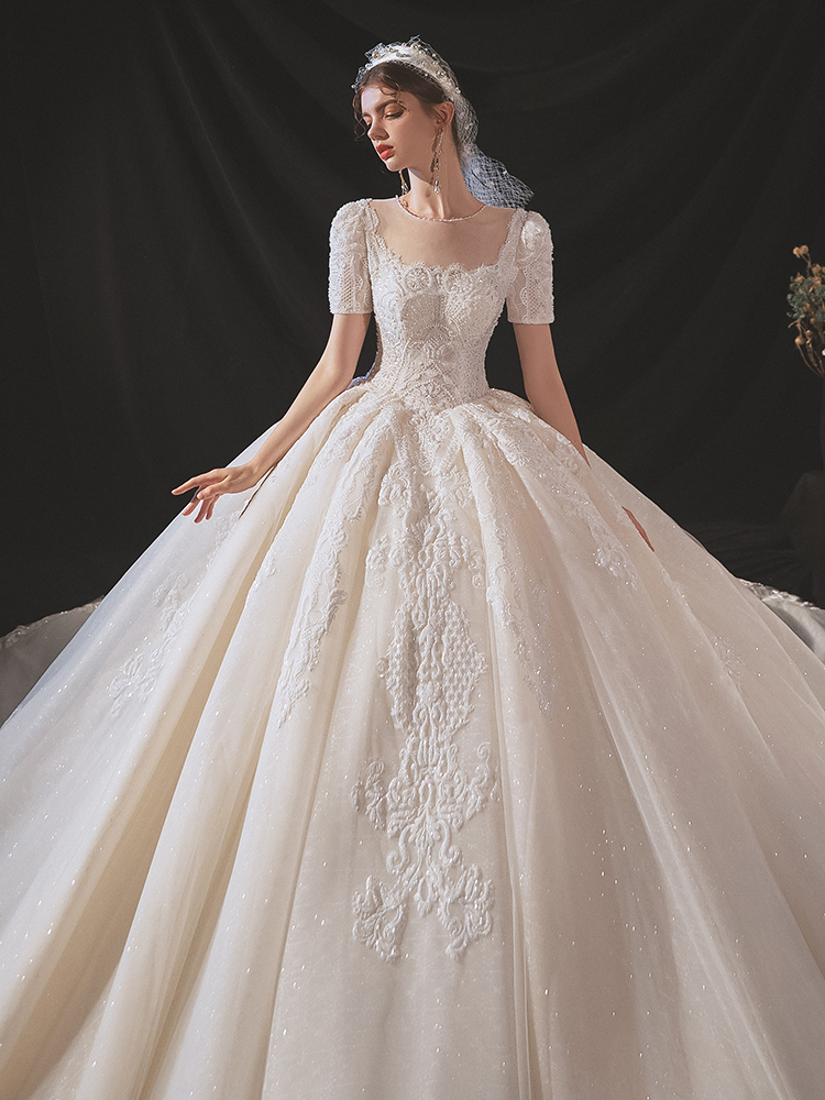 Elegant advanced retro wedding dress, high-quality style, suitable for teen, lace dress