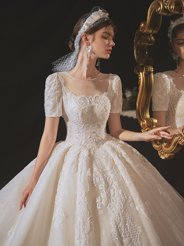 Elegant advanced retro wedding dress, high-quality style, suitable for teen, lace dress