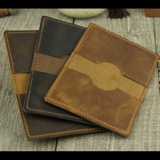 Мини-держатель для карт, мужская сумка Crazy Horse из воловьей кожи ручной работы, сумка для водительских прав, кошелек для монет, мужская ретро-женская ультратонкая визитница