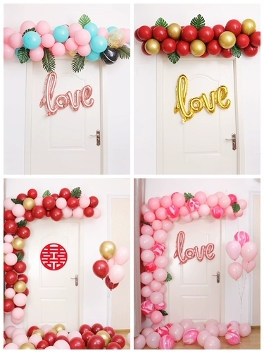 Творческое свадебное украшение гостиной романтическая свадебная комната макета дверей предложения головы. Признание сеть красного воздушного воздушного шара упаковка