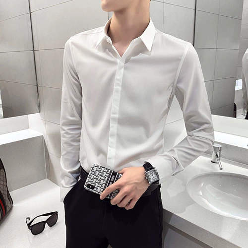 Осенний шелковый лонгслив, рубашка, премиум класс, в корейском стиле