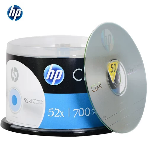 [Бесплатная и быстрая доставка] Серебряные диски HP CD-R, набор из 50 предметов, емкость 700 МБ, чистый компакт-диск, чистый диск, не подлежит печати, данные могут храниться в течение длительного времени, диск для записи компакт-дисков
