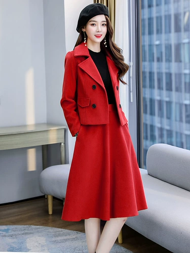 Шерстяное платье, комплект, демисезонный пуховик, юбка, подходит для подростков, 2020, А-силуэт