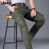 Мужской джип, демисезонные трендовые штаны, зеленые повседневные брюки, свободный прямой крой, в американском стиле