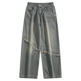 Японские джинсы для отдыха, штаны, оверсайз, свободный прямой крой