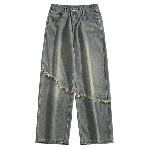 Японские джинсы для отдыха, штаны, оверсайз, свободный прямой крой