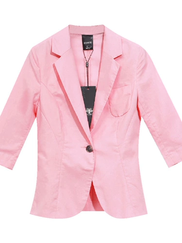 Осенний демисезонный комплект, розовая небольшая куртка, облегающий крой, из хлопка и льна
