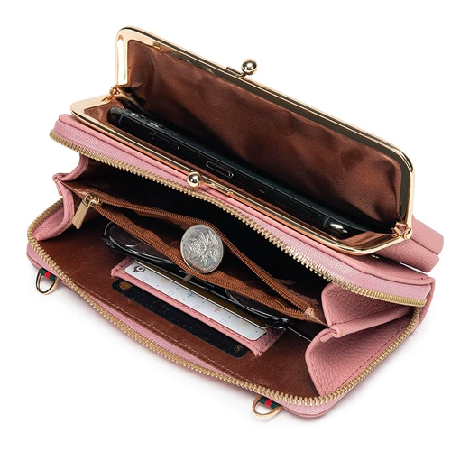 Женская портативная сумка для мобильного телефона, новинка 2025 года, кошелек, держатель для карт, цельная сумка на плечо, модная сумка через плечо из мягкой кожи в горизонтальном стиле, 2024 г.