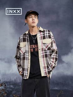 [INXX] GRAFFLEX 共同ブランド ファッション ブランド 秋冬 定番 ストライプ 長袖シャツ トレンド 男女兼用