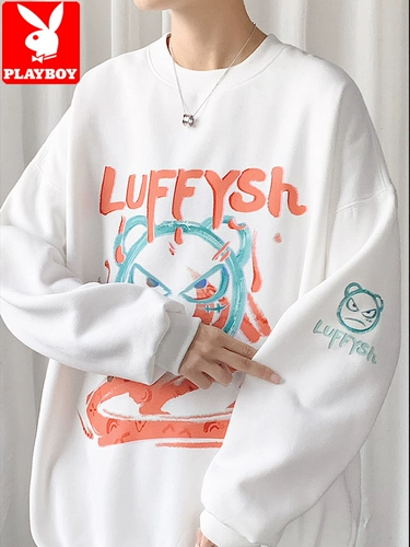 Playboy, мужской осенний демисезонный спортивный лонгслив, оверсайз, круглый воротник