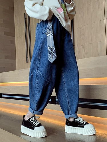 Осенние джинсы, модные детские штаны, коллекция 2021, в корейском стиле, подходит для подростков, популярно в интернете, в западном стиле