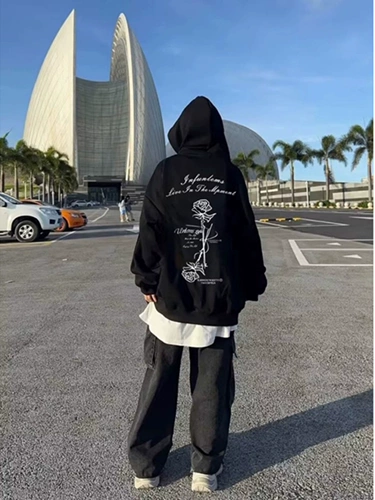 Бордовая осенняя куртка, толстовка с капюшоном, в американском стиле