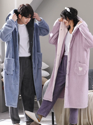 Демисезонная фланелевая пижама, бархатный милый лебедь для влюбленных, коралловый банный халат, увеличенная толщина, длина макси