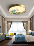 Медный китайский потолочный светильник, эмаль, отельная креативная круглая вилла, китайский стиль, ручная роспись