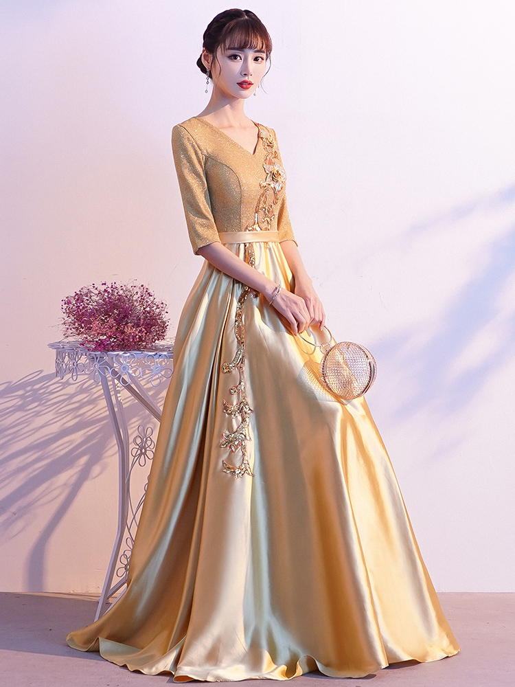 Summer long golden dress, 2020