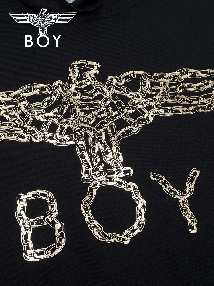 Флагманский свитшот Boy London весна–осень с золотой цепью, парочка орла на плеча, трендовый свитшот с капюшоном без рукавов 102002