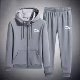 Мужской демисезонный спортивный костюм, лонгслив, флисовая толстовка, штаны, комплект