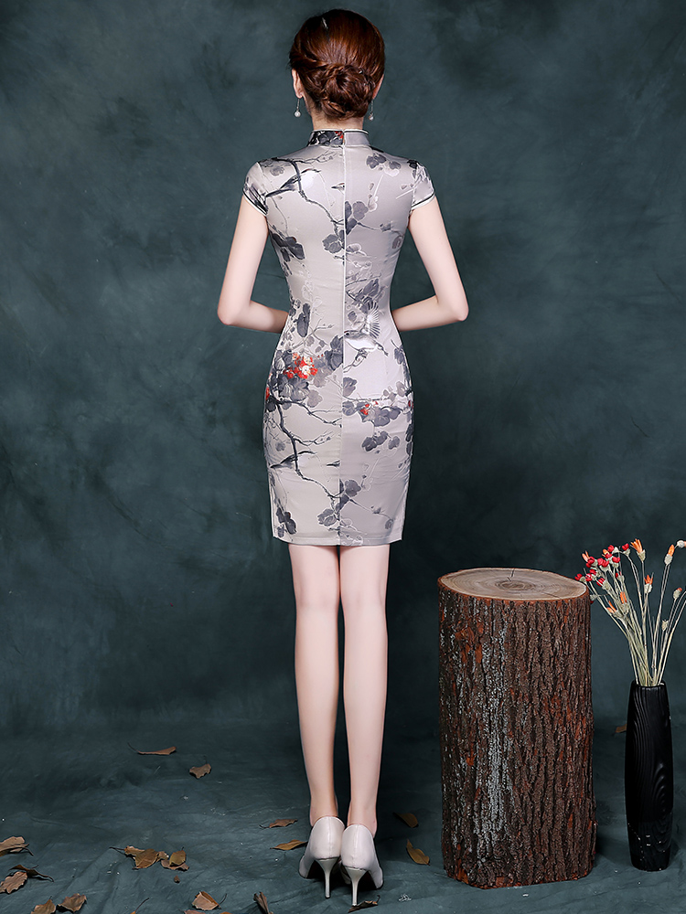 Summer clothing, cheongsam, silk short dress