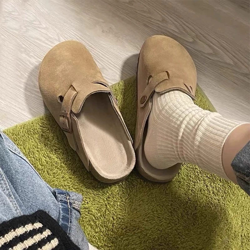 Женские ботинки Birkenstock 2025 новая весна толстой подошвой верхняя одежда Birkenstock носок половинные тапочки повседневные тапочки