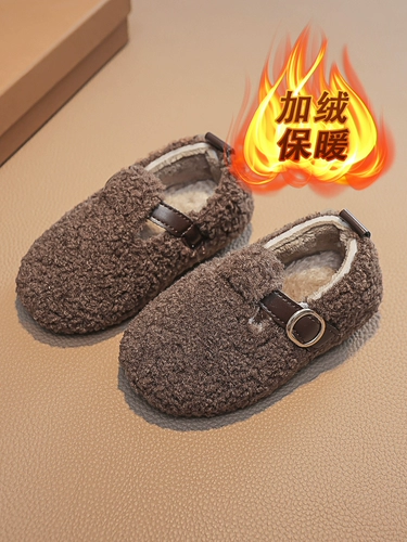Зимние детские флисовые удерживающие тепло туфли для мальчиков, в корейском стиле