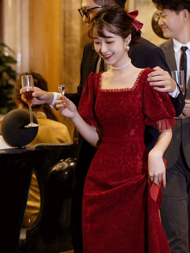 Красное кружевное элитное свадебное платье для беременных для отдыха, по фигуре