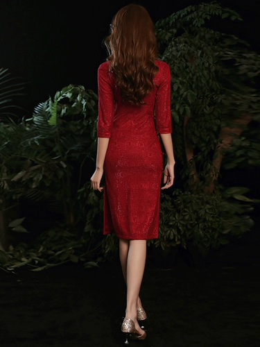 Вечернее платье, летнее ципао, бордовое свадебное платье, длинная юбка, средней длины, китайский стиль