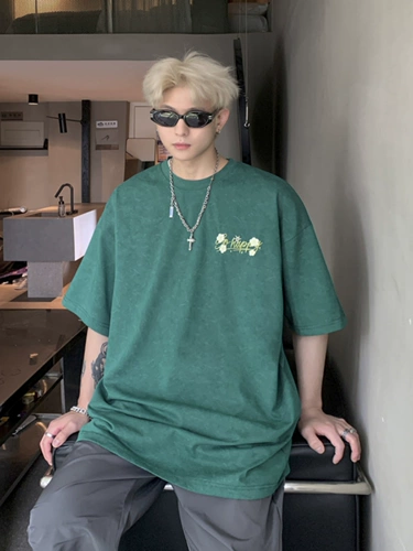 Мужская этническая шелковая элитная футболка, этнический стиль, с вышивкой, короткий рукав, США